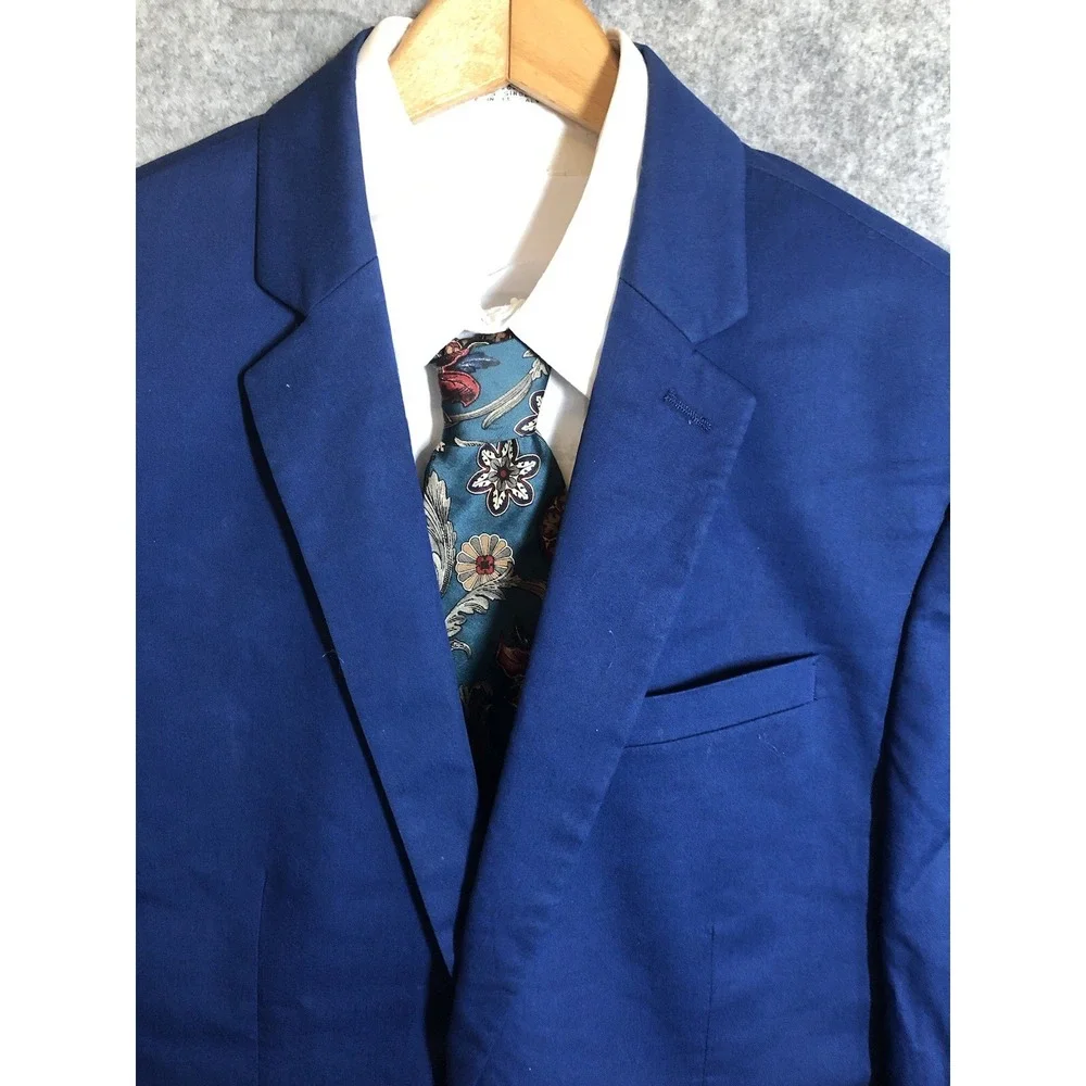 Express Blazezr Mens 42R Blue Stretch Photographer Slim Fit Suit Coat Jacket